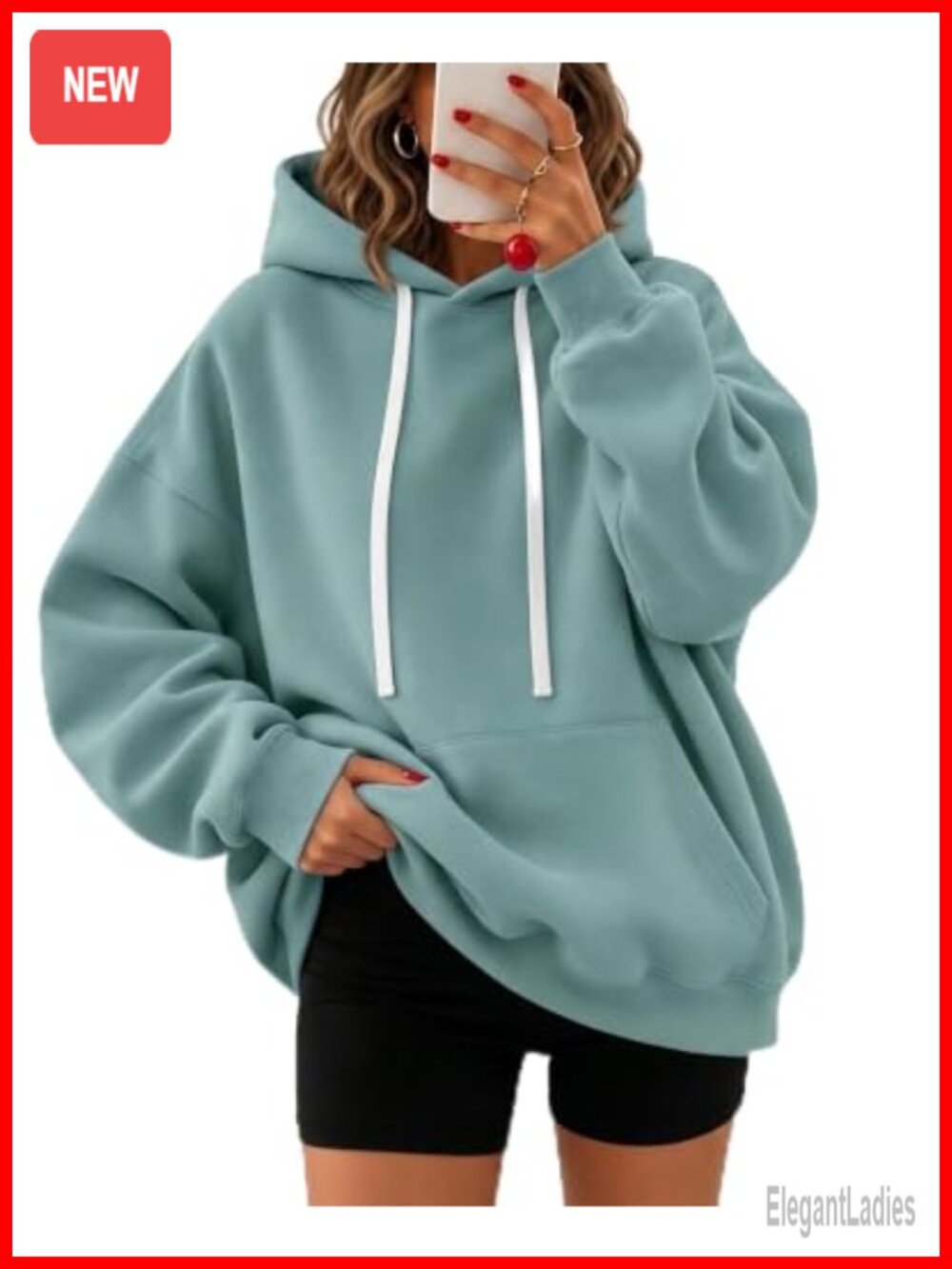 Oversized Fleece Hooded Sweatshirt Comfy Pullover Kangaroo Pocket
